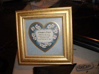 A Mother's Prayer   Keep her safe, Lord, as she rests this night. Guard her room as she turns out her light. (4" x 4") Matted in floral heart secured into wood painted gold square frame, and, encased in glassa Collectible Figurines Kitchen 