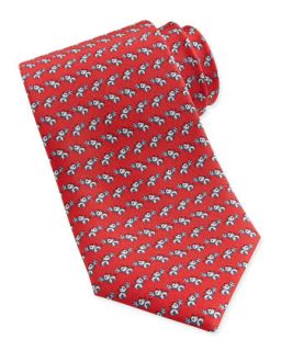 Mens Panda Print Woven Tie, Red   Ferragamo   Red