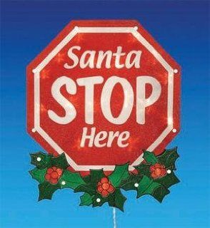 Santa stop here lighted sign   Decorative Signs