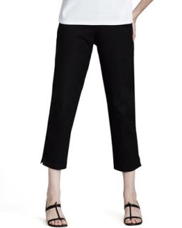 Womens Slim Twill Ankle Pants, Petite   Eileen Fisher   Black (PS (6/8))