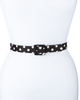 Polka Dot Calf Hair Waist Belt   Oscar de la Renta   Black/White (SMALL)