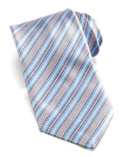 Mens Floral Stripe Silk Tie, Light Blue/Multi   Stefano Ricci   Dark blue