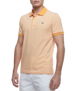 Mens Striped Pique Polo, Orange/White   Lacoste   Orange /White (SMALL)