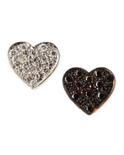 Black & White Diamond Mini Heart Stud Earrings   Kacey K   Gold white black