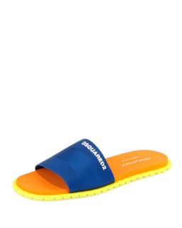 Mens Nylon Slide Sandal, Blue/Orange   Dsquared2   Blue (44/12D)