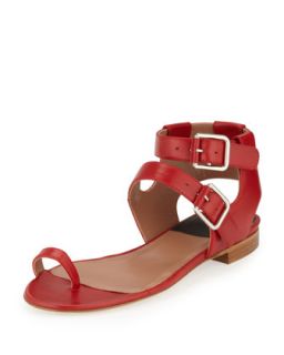 Double Buckle Leather Sandal, Red   Laurence Dacade   Red (37.5B/7.5B)