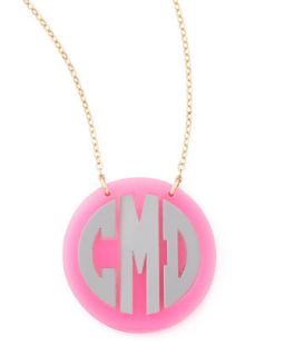 Cannes Monogrammed Acrylic Two Tone Chain Necklace   Moon and Lola   Mint