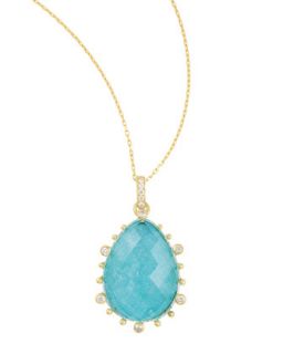 Tivoli Diamond & Turquoise Teardrop Necklace, 17L   Frederic Sage  
