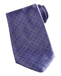Mens Medallion Grid Silk Tie, Blue/Purple   Stefano Ricci   Blue/Purple
