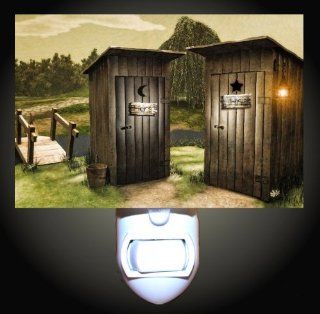 His and Hers Outhouse Decorative Night Light   Outhouse Bathroom Decor  
