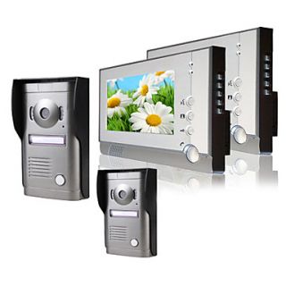 Two 7 Inch Monitor Color Video Door Phone System (2 Alloy Weatherproof Cover Camera)