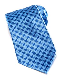 Mens Linked Tiles Silk Tie, Blue   Stefano Ricci   Blue