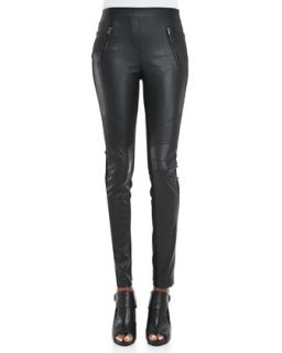Womens Faux Leather/Ponte Leggings   BCBGMAXAZRIA   Black (SMALL)