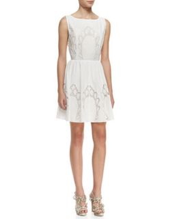 Womens Vinny Embroidered Cotton Party Dress   Alice + Olivia   White (8)