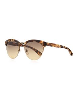 Half Rim Tortoise Sunglasses, Tan/Brown   Bottega Veneta   Brown