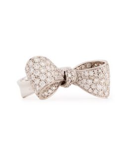 Bow Mid Size 18k White Gold Diamond Ring, Size 6   Mimi So   White (6)