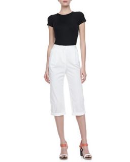 Womens Relaxed Fit Cropped Pants   Halston Heritage   White (0)