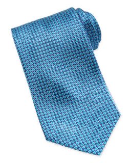 Mens Micro Flower Silk Tie, Blue   Stefano Ricci   Blue
