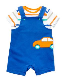 Car Patch French Terry Shortall Two Piece Set, Blue, 3 24 Months   Offspring