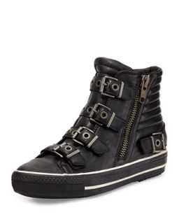 Vangeliz Leather High Top Sneaker, Black   Ash   Black (8B)