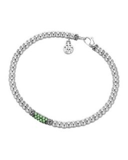 Bedeg Chain Silver Beaded Bracelet with Green Tsavorite   John Hardy   Silver