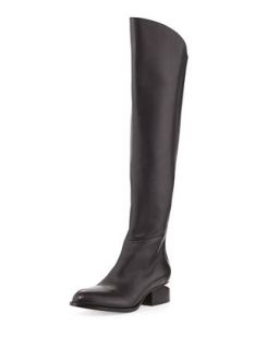 Sigrid Lift Heel Leather Knee Boot, Black   Alexander Wang   Black (41.0B/11.0B)