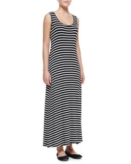 Womens Striped Tank Maxi Dress, Black/White   Elliott Lauren   Black/White (X 