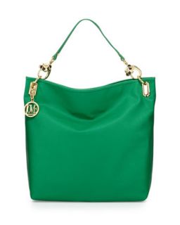 Saffiano Monkey Handle Faux Leather Large Tote, Green   Love Moschino