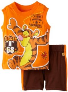 Disney Baby Boys Infant 2 Piece Tiger Short Set, Orange, 18 Months Infant And Toddler Shorts Clothing Sets Clothing