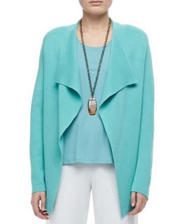 Womens Silk Cotton Interlock Jacket   Eileen Fisher   Wintergreen (LARGE