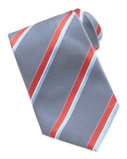 Mens Striped Silk Tie, Blue/Red   Brioni   Blue
