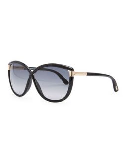 Abbey Oversized Cat Eye Sunglasses, Black   Tom Ford   Black