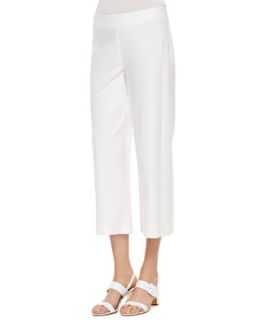 Womens Wide Leg Washable Crepe Cropped Pants, Petite   Eileen Fisher  