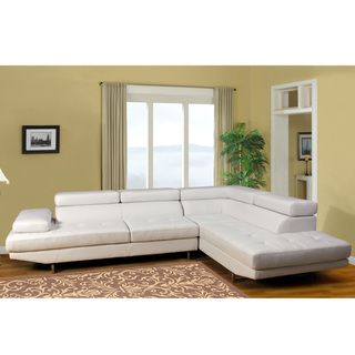 2 piece White Bonded Leather Sectional
