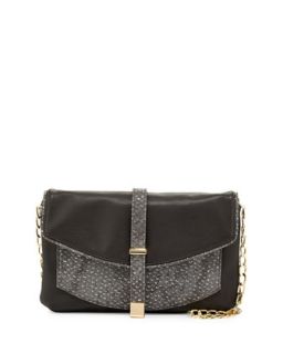 Metallic Snake Faux Leather Crossbody Clutch, Charcoal   Deux Lux