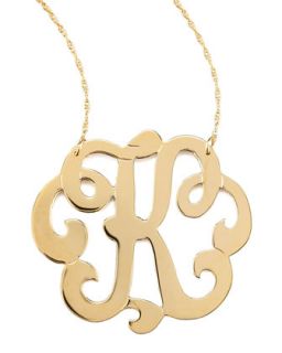Swirly Initial Necklace, K   Jennifer Zeuner   Gold