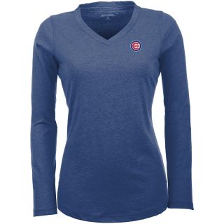 Antigua Chicago Cubs Womens Flip Long Sleeve V neck T Shirt   Size Large,