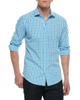 Mens Fazio Check Sport Shirt, Turquoise   Zachary Prell   Turquoise (LARGE)