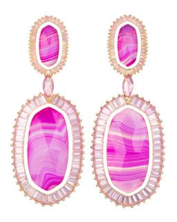Baguette Trim Oval Drop Earrings, Pink Agate   Kendra Scott Luxe   Pink
