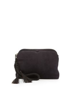 Suede Wristlet Clutch Bag with Horsehair Tassels, Navy   THE ROW   Navy