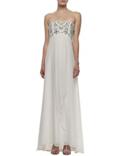 Womens Strapless Beaded Draped Front Gown   Aidan Mattox   Ivory (8)