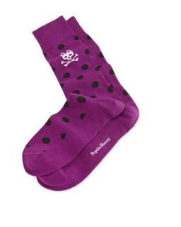 Mens Polka Dot Socks, Purple/Black   Psycho Bunny   Purp/Blk