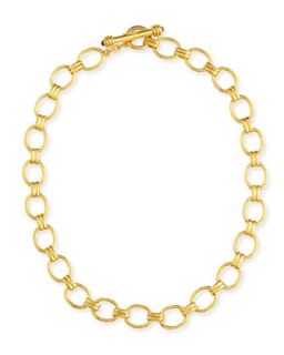 Rimini Gold 19k Link Necklace with Ruby, 17L   Elizabeth Locke   Gold (19k )