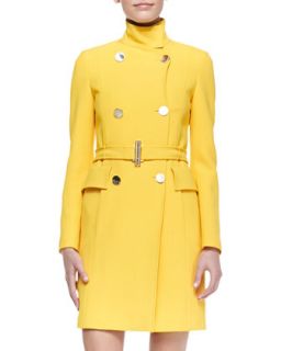 Womens Double Breasted Belted Coat, Yellow   Versace Collection   Yellow (42/6)