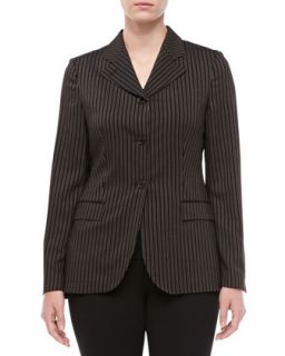 Womens Morning Striped Wool Three Button Jacket   Michael Kors   Black/Ivory