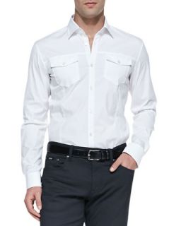 Mens Double Pocket Shirt, White   Boss Hugo Boss   White (XL)