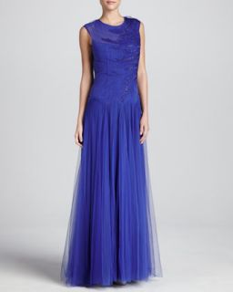 Womens Ophira Sleeveless Tulle Gown   Catherine Deane   Cobalt (12)