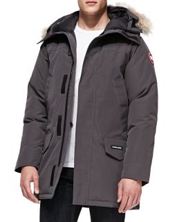 Mens Langford Arctic Tech Parka Jacket with Fur Hood, Graphite   Canada Goose  