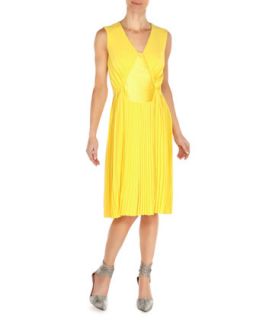 Womens Sleeveless Knife Pleat Dress   Arzu Kaprol   Yellow (40/L)
