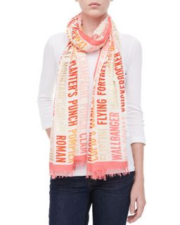 cocktails script scarf   kate spade new york   Coral (ONE SIZE)